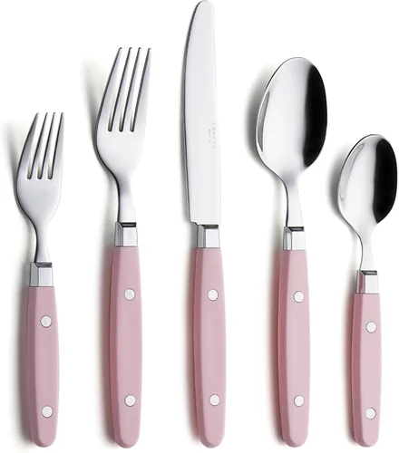 Miniatura 26 de Set de cubiertos Annova, juego retro/remachado de vajilla de acero inoxidable colorida para mesa y cocina, incluye cuchillos de cena, tenedores