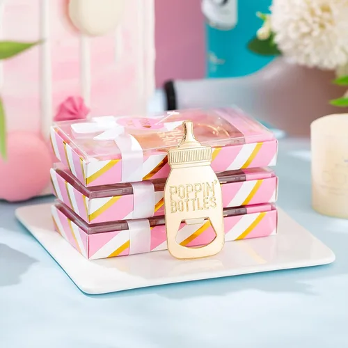 Miniatura 3 de 24 Abrebiberones Favores para Baby Shower, Regalos, Decoraciones, o Cajas de Regalo de Recuerdo para Invitados, Diseño Poppin para Bebés Niñas Rosa