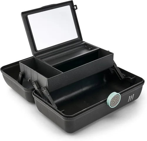 Miniatura 4 de Caboodles On-The-Go - Caja de maquillaje para niña, brillo negro, colección Show Girl, caja organizadora de maquillaje de plástico duro, espejo