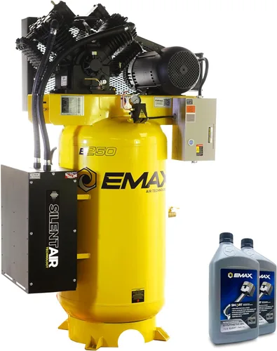 Miniatura 8 de EMAX Compresor de aire estacionario E350 - 5hp 80 Gal. Compresor industrial monofásico de 2 etapas con bomba lubricada a presión y sistema de aire