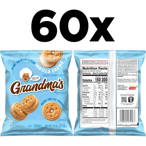 Miniatura 4 de Grandma's Galletas, mini sándwich Crèmes vainilla, 2.12 onzas (paquete de 60)