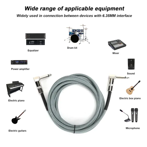 Miniatura 2 de Hilitand Cable de guitarra – Cable amplificador de guitarra de audio de cabeza macho de 0.250 in, cable amplificador de guitarra eléctrica de 10
