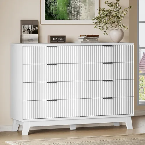 Miniatura 37 de BORNOON Cómoda alta de 46" para dormitorio, cómoda de 6 cajones acanalados, cómoda moderna de madera con almacenamiento profundo, correderas