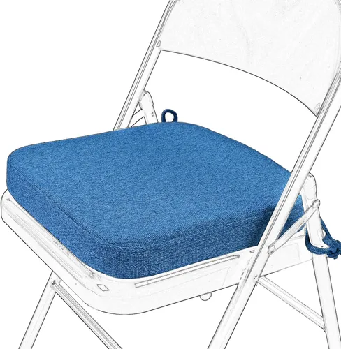 Miniatura 19 de SINOSSO Cojín de espuma viscoelástica para silla plegable, 1 unidad, almohadilla cuadrada gruesa de 2 pulgadas para silla de cocina con lazos, cojín