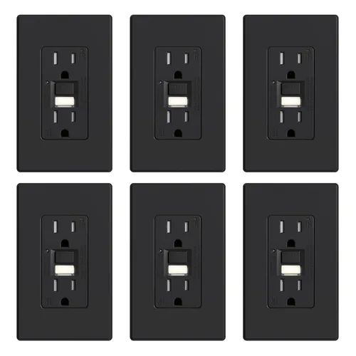 Miniatura 20 de ELEGRP Toma GFCI con luz nocturna, toma eléctrica GFI de autoprueba de 15 amperios, diseño más delgado, receptáculo GFCI resistente a manipulación