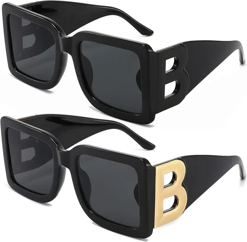 PORADAY Gafas de sol cuadradas grandes de moda para mujeres y hombres, marco grueso negro de lujo, gafas de sol modernas con montura grande