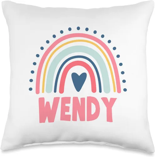 Idea Regalo Personalizzata con Nome Gifts Idea Wendy Name Custom Woman Myth Legend Pink Birthday Party Throw Pillow, 16x16, Multicolor