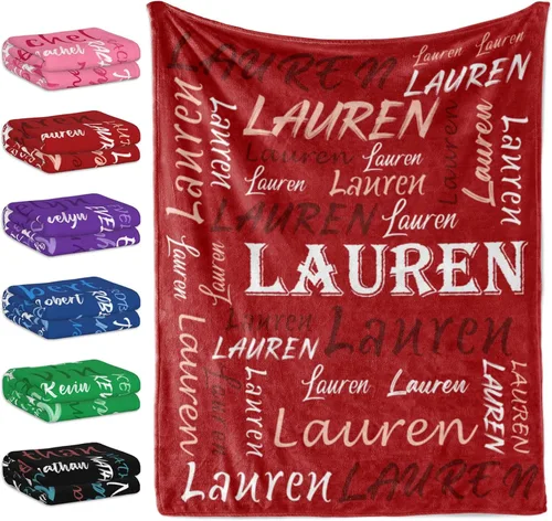 Miniatura 28 de Manta personalizada con tema negro, manta suave y ligera de franela y forro polar con nombre para hombres, mujeres, niños y niñas - Regalos