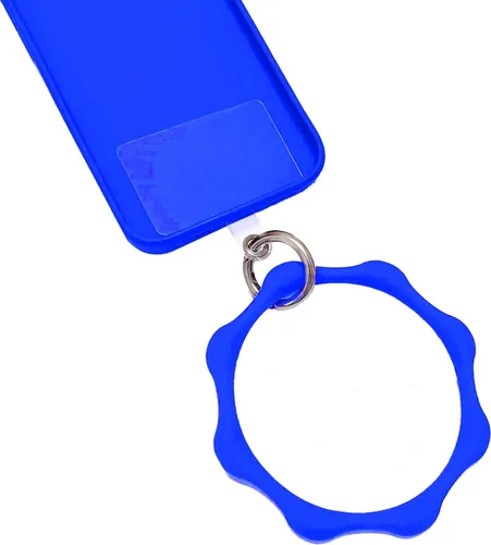 Miniatura 24 de Correa de silicona en forma de corazón para teléfono, correa de muñeca para teléfono celular con soporte para llavero, universal compatible con Negro