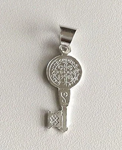Miniatura 3 de LLAVE DE SAN BENEDICTO PLATA 925 PLATA 925 MEDALLA DE SAN BENITO LLAVE, plateado