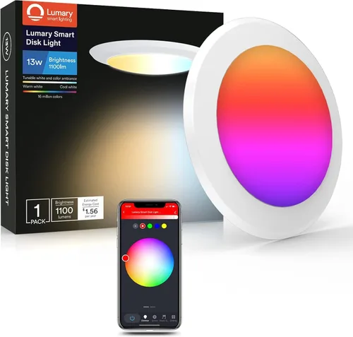 Luces de techo inteligentes Lumary con montaje empotrado de 5/6 pulgadas, luz LED RGBWW WiFi, luz regulable que cambia de color 2700-6500K, montaje