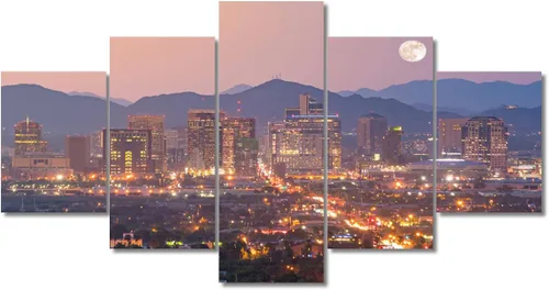 Miniatura 81 de TUMOVO Fotos en lienzo de Estados Unidos, Cincinnati, Ohio, Skyline at Dusk para tu sala de estar, impresiones de paisaje urbano de rascacielos