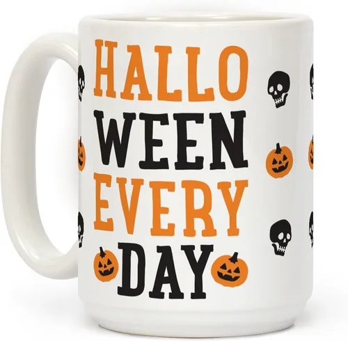 Miniatura 109 de LookHUMAN Taza de Café de Halloween – Halloween Is Meowgical Tazas, Taza de Café Espeluznante Idea de Regalos de Taza, 15 Onzas 10-Blanco