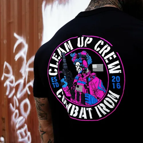 Miniatura 5 de Combat Iron Clean Up Crew Operator Skull - Camiseta de manga corta para hombre, ajuste atlético