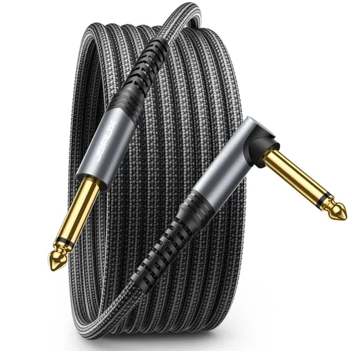 JSAUX Cable de Guitarra de 10 pies, Cable de Amplificador para Guitarra Eléctrica/Mandolina/Bajo, Cable de Instrumento de Audio Profesional con