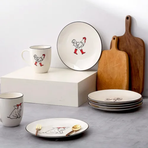 Miniatura 4 de LEHAHA Farmhouse - Juego de tazas de café de 16 onzas, tazas de cerámica grandes con asa, juego de 6, tazas de porcelana de Navidad para café, té