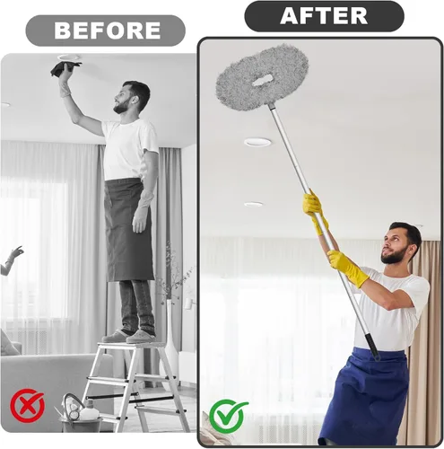Miniatura 7 de Storystore Plumero para ventilador de techo con poste de extensión, ajustable de 13 a 49.7 pulgadas, limpiador de aspas de ventilador removible