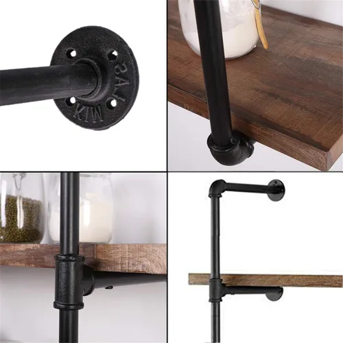 Miniatura 6 de (68 pulgadas de alto, 10 pulgadas de profundidad) para montaje en pared industrial de tubería de hierro, estante vintage retro para colgar