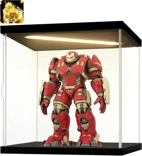 Miniatura 9 de Vitrina de acrílico para coleccionables, cajas de acrílico transparente para exhibir minifiguras, trofeos, casco de construcción iluminado