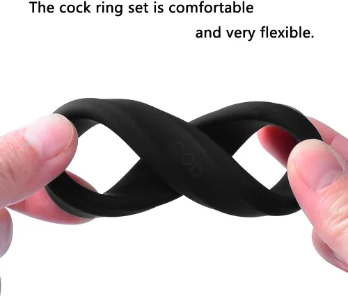 Miniatura 7 de Cob Anillos de silicona para hombres, paquete variado de 6 tamaños, anillos elásticos para el pene para adultos, juguetes de bienestar sexual
