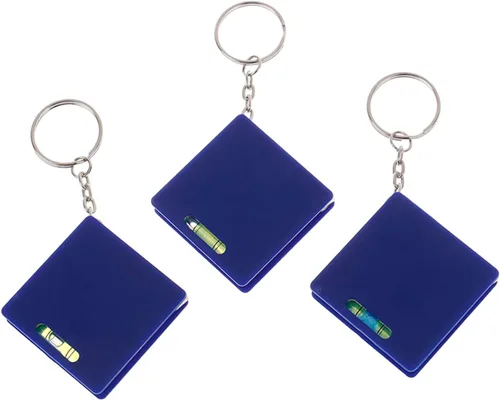 Miniatura 4 de Mini llavero de cinta métrica mejorada con forma cuadrada y nivel de burbuja, cinta métrica de 3.3 ft para regla de acero del hogar, mini cinta