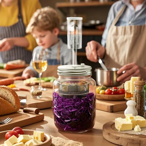 Miniatura 7 de Kit de fermentación para frasco de fermentación Mason de boca ancha, kit de encurtido/chucrut con 4 pesos de fermentación de vidrio, 4 tapas