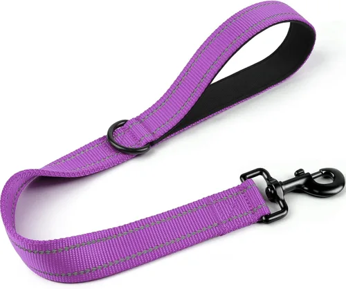 Miniatura 8 de Joytale Correa corta fuerte para perro de 18 pulgadas, 1.2 pulgadas de ancho, resistente, mango acolchado para control de tráfico, correa Negro