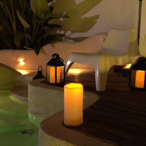 Miniatura 5 de 5plots Velas individuales sin llama para exteriores, impermeables, de 4 x 10 pulgadas, velas LED parpadeantes que funcionan con pilas con control
