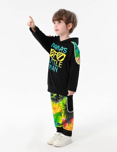 Miniatura 3 de KANGKANG Conjunto de sudadera de manga larga con estampado de letras para niños pequeños, conjunto de pantalones con estampado de dinosaurio