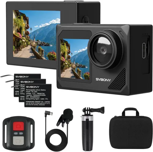Miniatura 10 de SVBONY SVGo2 4K30FPS Cámara subacuática, EIS 2.0 doble pantalla táctil impermeable bajo el agua, zoom 50MP 5X, cámara de acción remota con palo