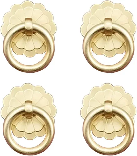Miniatura 7 de 4 tiradores de anillo de latón antiguo con manija para armarios de cocina, armario, cajón, muebles vintage, anillo de tracción de estilo vintage