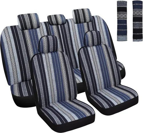 Miniatura 10 de HAIYAOTIMES Fundas para Asientos de Automóvil Baja Saddle Blanket Juego Completo con Almohadillas para Cinturón de Seguridad, Fundas de Asiento