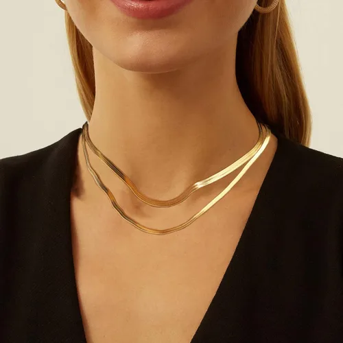 Miniatura 6 de YANODA Collar de espiga para mujer, collares de oro de 14 quilates para mujer, delicado collar de oro en capas para mujer, collar de cadena