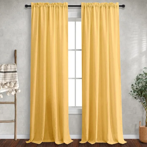 Miniatura 11 de Cortinas blancas puras de 38 pulgadas de ancho para dormitorio, juego de 2 paneles de cortinas de privacidad con bolsillo para barra, cortinas
