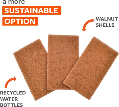 Miniatura 3 de Full Circle Neat Nut – Almohadillas de limpieza de nuez, paquete de 3 – Limpiadores de platos de doble cara antiarañazos hechos