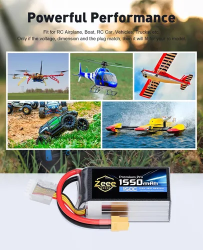 Miniatura 6 de Zeee Premium Pro 1550mAh 4S Lipo Batería 14.8V 150C Ultra Low IR Soft Pack Batería RC con enchufe XT60 para FPV Drone Quadcopter Racing Helicóptero