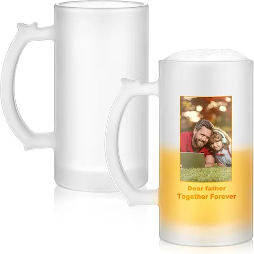 Miniatura 9 de Mifoci 4 tazas de cerveza en blanco de sublimación personalizadas para el día del padre, tazas de vidrio de cerveza esmerilada de 16 onzas, pueden