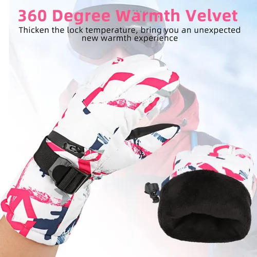 Miniatura 2 de Ski Gloves, ProChosen Winter Warm Gloves Men Women, Waterproof Nonslip Breathable Touchscreen Snow Gloves, Snowboarding Gloves for Cold Weather