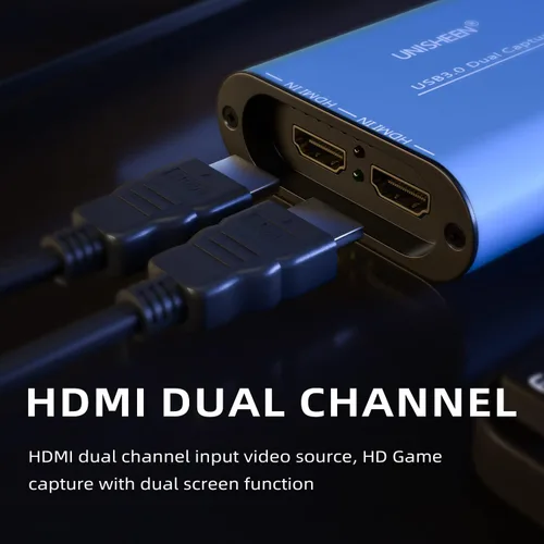 Miniatura 3 de Tarjeta de captura de doble entrada - Dispositivo de captura de video HDMI a USB 3.0, 1080P 60fps UVC YUV422 PnP HD convertidor de grabación