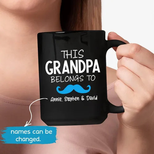 Miniatura 3 de Taza con texto en inglés "This Grandpa Belongs Tow", taza para abuelo, taza de papá personalizada, regalo para papá para marido, taza divertida
