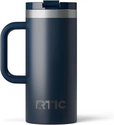 Miniatura 17 de RTIC - Taza de viaje para viajes de 16oz con tapa y asa, forrada en cerámica, aislada, de acero inoxidable, metálica, de doble pared con aislamiento