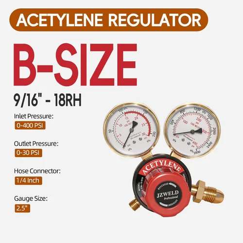Miniatura 3 de Reguladores de acetileno CGA510, Regulador de acetileno para soldadura, Conexión de entrada CGA510 de calibre de acetileno, CGA510 Regulador