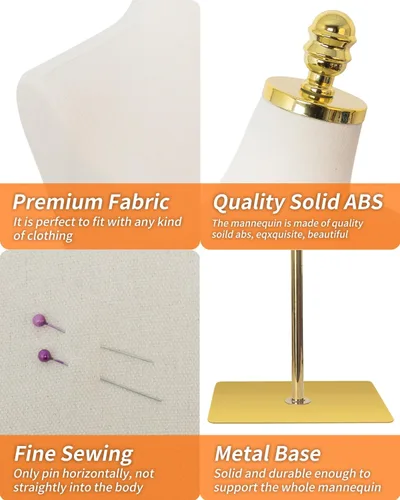 Miniatura 2 de Maniquí de torso para vestido con forma de 40.55-73.23 pulgadas de altura ajustable, modelo femenino para exhibición, cuerpo de maniquí con soporte