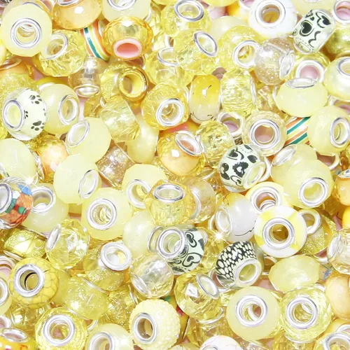 Miniatura 8 de ZYEHXED 60 Piezas Cuentas Negras de Agujero Grande, Cuentas Grandes de Artesanía Europea, Cuenta de Lampwork Murano de Agujero Grande, Cuenta