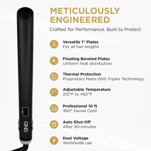 Miniatura 3 de Cocco® Plancha plana GNS V3 de 1" – Plancha de pelo profesional avanzada y peinado con tecnología Nano GNS Triplex