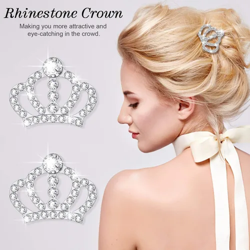 Miniatura 5 de Syhood 12 adornos de corona de diamantes de imitación de cristal con parte trasera plana, accesorio de cristal para manualidades, fabricación