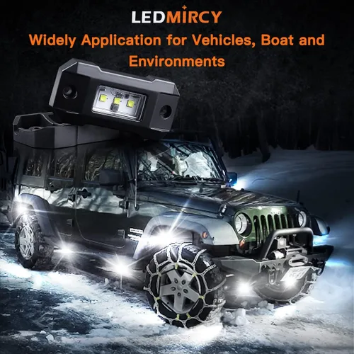 Miniatura 7 de LEDMIRCY Luces LED de roca blancas R4 12 piezas para camiones todoterreno, UTV, SUV, RZR, ATV, underglow, equipo de sendero de alta potencia, blanco