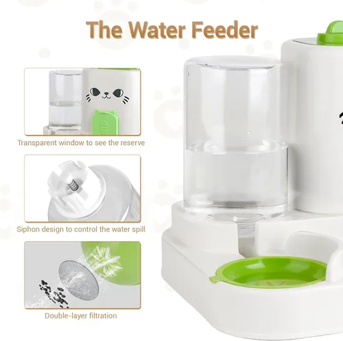 Miniatura 5 de Comedero y dispensador de agua 2 en 1 por gravedad para gatos y perros - Estación de comida para gatos de gran capacidad con cuenco de agua, apto