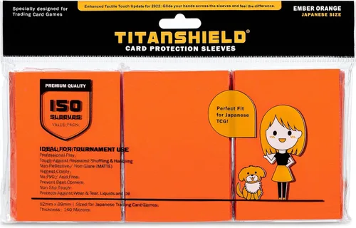 TitanShield (150 mangas/naranja brasa) pequeño tamaño japonés fundas de cartas coleccionables protector de cubierta para Yu-Gi-Oh, Cardfight!