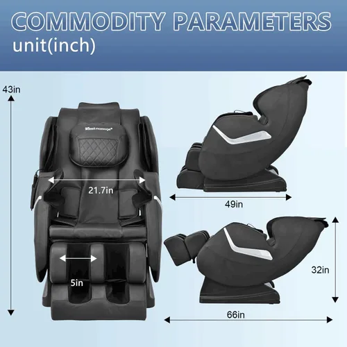 Miniatura 2 de BestMassage Silla de masaje de gravedad cero, cuerpo completo, silla eléctrica de masaje Shiatsu, reclinable con rodillos de pie, terapia de calor
